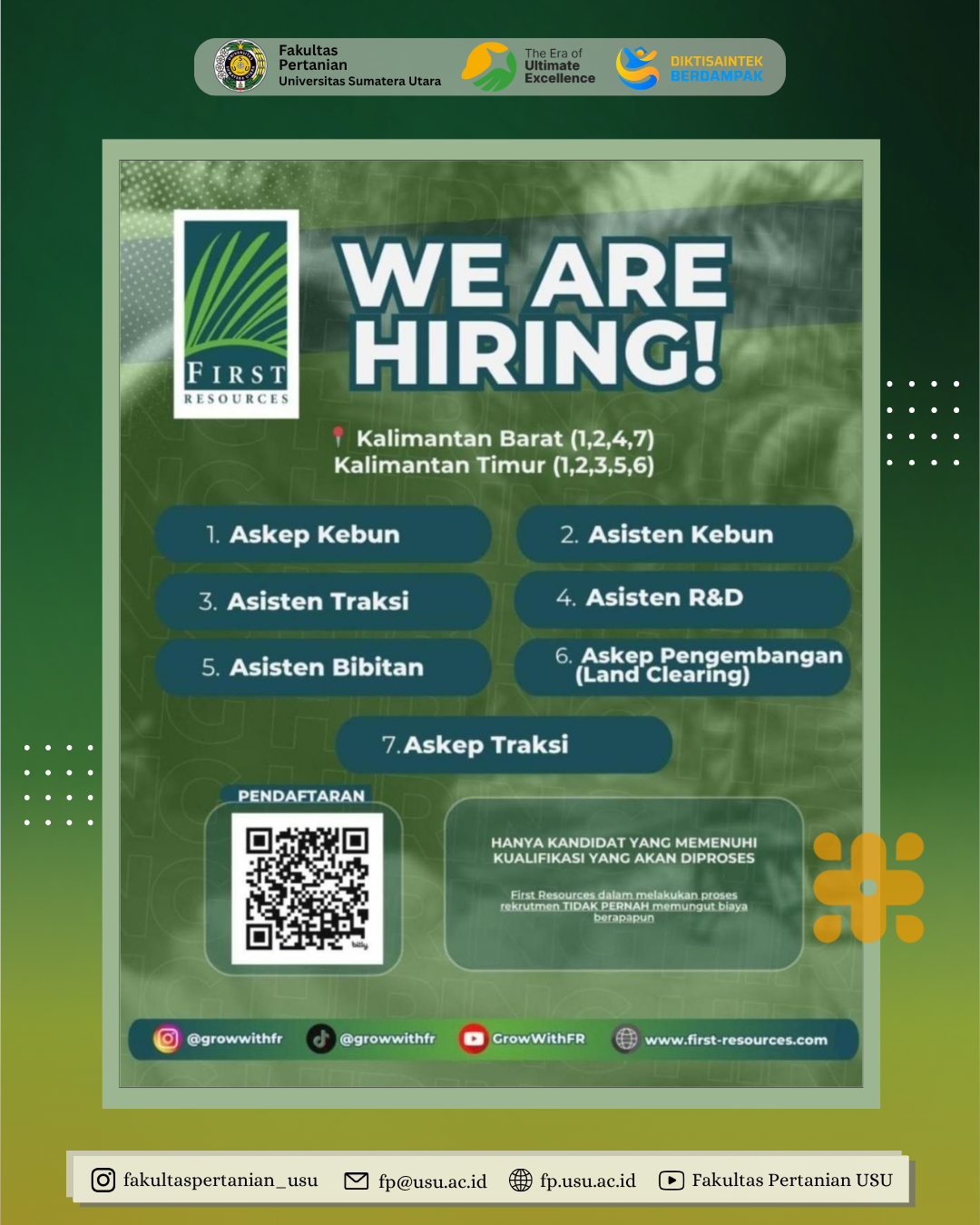 First Resources Membuka Kesempatan Karier untuk Berbagai Posisi di Kalimantan